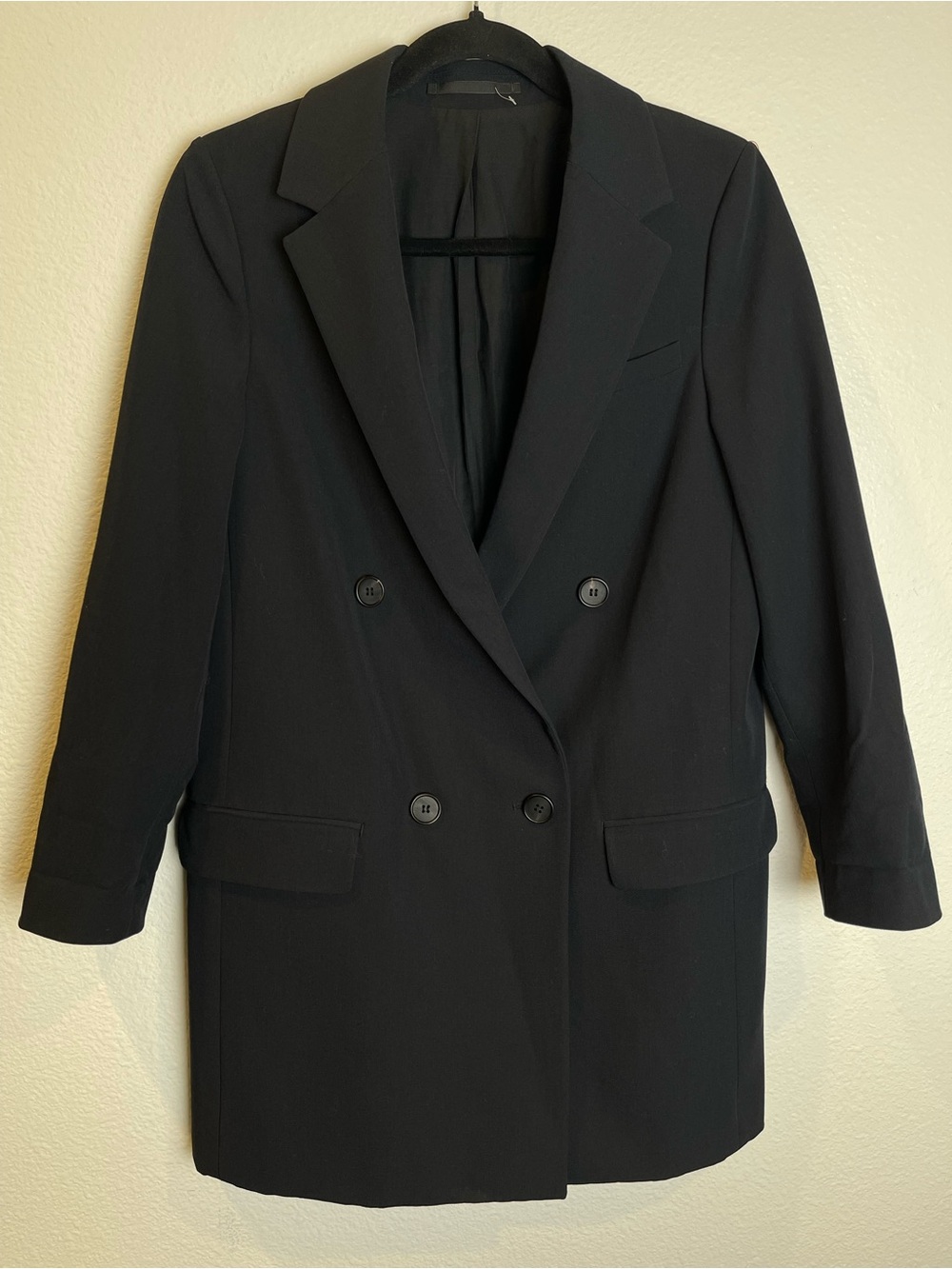 All Saints Ariah Blazer Size 6 Black Double Breasted Minimalist Luxury Career - Picture 2 of 14
